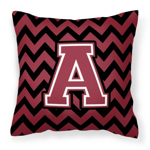 CJ1052-APW1414 Letter A Chevron Garnet & Black Fabric Decorative Pillow