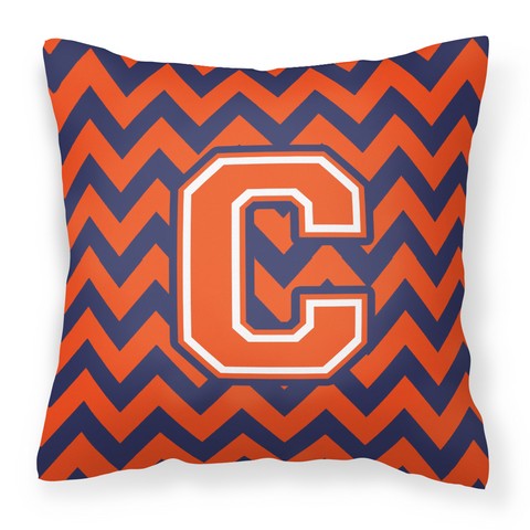 Letter C Chevron Orange & Blue Fabric Decorative Pillow, 14 x 3 x 14 in.