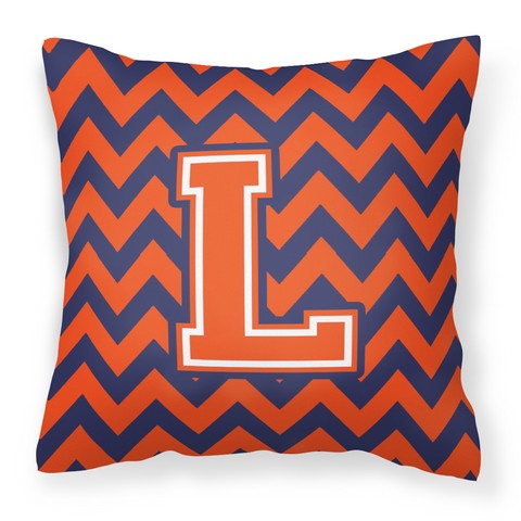 Letter L Chevron Orange & Blue Fabric Decorative Pillow - 14 x 3 x 14 in.