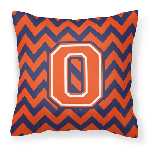 Letter O Chevron Orange & Blue Fabric Decorative Pillow - 14 x 3 x 14 in.