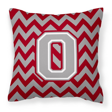 CJ1043-OPW1414 Letter O Chevron Crimson & Grey Fabric Decorative Pillow