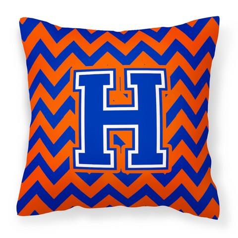Letter H Chevron Orange & Blue Fabric Decorative Pillow, 14 x 3 x 14 in.