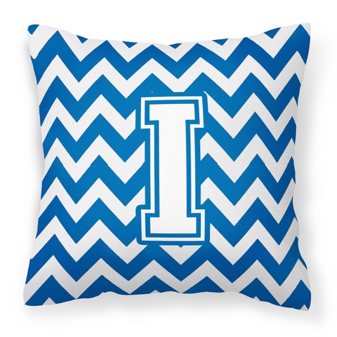Letter I Chevron Blue & White Fabric Decorative Pillow - Blue & White - 14in. H x 3in. W x 14in. L