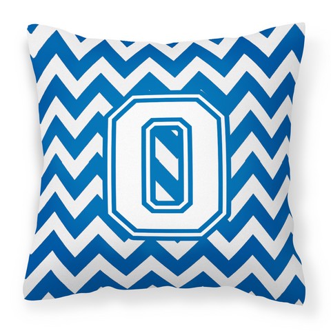 Picture of Carolines Treasures CJ1045-OPW1414 Letter O Chevron Blue & White Fabric Decorative Pillow, 14 x 3 x 14 in.