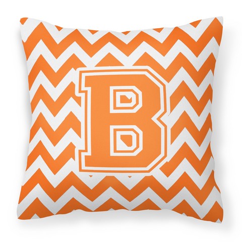 CJ1046-BPW1414 Letter B Chevron Orange & White Fabric Decorative Pillow