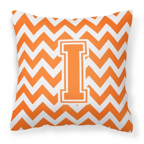 CJ1046-IPW1414 Letter I Chevron Orange & White Fabric Decorative Pillow