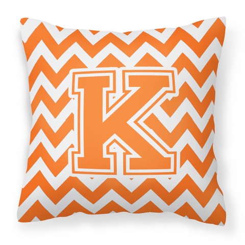CJ1046-KPW1414 Letter K Chevron Orange & White Fabric Decorative Pillow