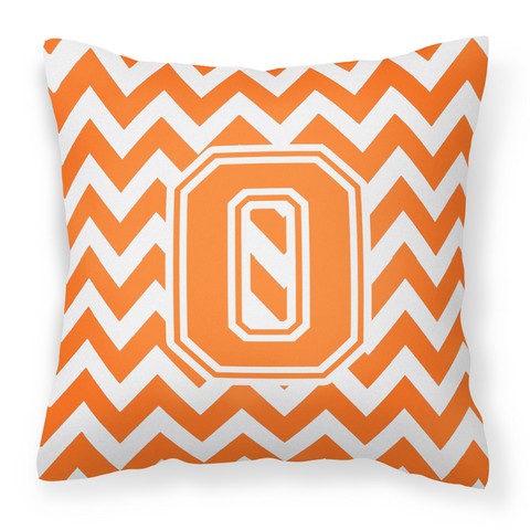 Picture of Carolines Treasures CJ1046-OPW1414 Letter O Chevron Orange & White Fabric Decorative Pillow