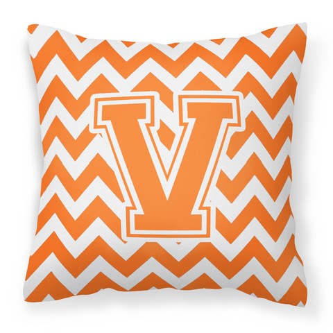 CJ1046-VPW1414 Letter V Chevron Orange & White Fabric Decorative Pillow