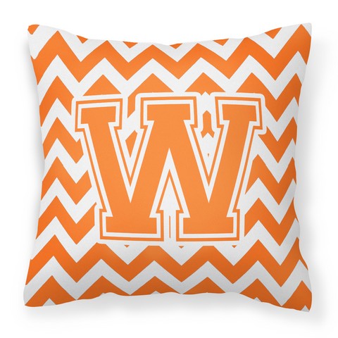 CJ1046-WPW1414 Letter W Chevron Orange & White Fabric Decorative Pillow