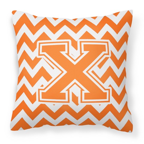 CJ1046-XPW1414 Letter X Chevron Orange & White Fabric Decorative Pillow