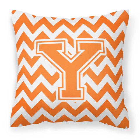 CJ1046-YPW1414 Letter Y Chevron Orange & White Fabric Decorative Pillow