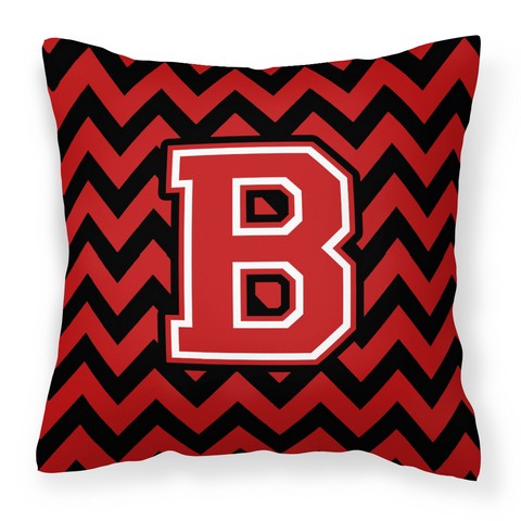 CJ1047-BPW1414 Letter B Chevron Black & Red Fabric Decorative Pillow