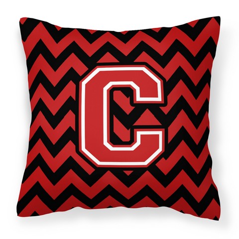 CJ1047-CPW1414 Letter C Chevron Black & Red Fabric Decorative Pillow