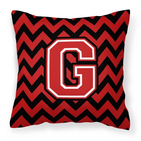 CJ1047-GPW1414 Letter G Chevron Black & Red Fabric Decorative Pillow