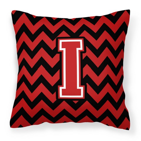 CJ1047-IPW1414 Letter I Chevron Black & Red Fabric Decorative Pillow