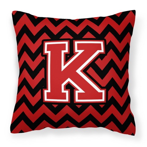 Picture of Carolines Treasures CJ1047-KPW1414 Letter K Chevron Black & Red Fabric Decorative Pillow