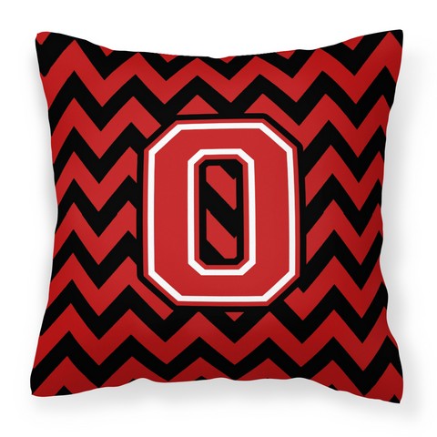 CJ1047-OPW1414 Letter O Chevron Black & Red Fabric Decorative Pillow