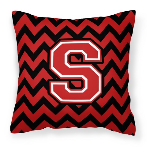 CJ1047-SPW1414 Letter S Chevron Black & Red Fabric Decorative Pillow