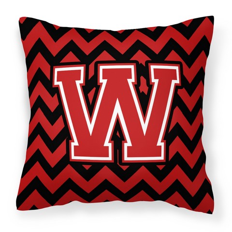 CJ1047-WPW1414 Letter W Chevron Black & Red Fabric Decorative Pillow