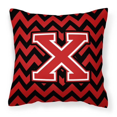 CJ1047-XPW1414 Letter X Chevron Black & Red Fabric Decorative Pillow