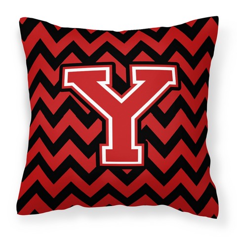 CJ1047-YPW1414 Letter Y Chevron Black & Red Fabric Decorative Pillow
