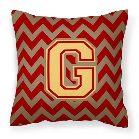 CJ1048-GPW1414 Letter G Chevron Garnet & Gold Fabric Decorative Pillow