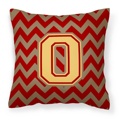 CJ1048-OPW1414 Letter O Chevron Garnet & Gold Fabric Decorative Pillow