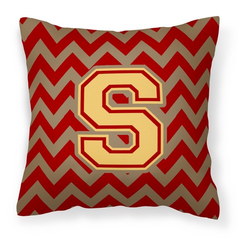 Letter S Chevron Garnet & Gold Fabric Decorative Pillow - Garnet & Gold