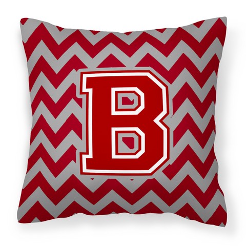 Letter B Chevron Maroon & White Fabric Decorative Pillow - Maroon & White - 14in. H x 3in. W x 14in. L