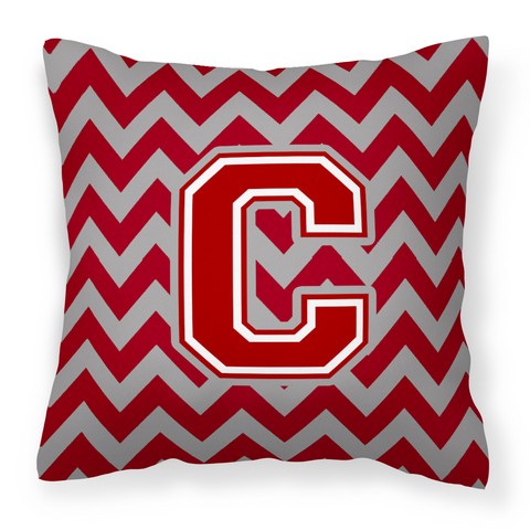 Letter C Chevron Maroon & White Fabric Decorative Pillow - Maroon & White - 14in. H x 3in. W x 14in. L