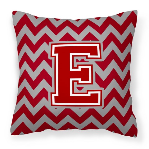 Letter E Chevron Maroon & White Fabric Decorative Pillow - Maroon & White - 14in. H x 3in. W x 14in. L