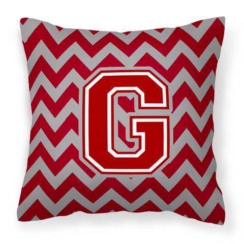 Letter G Chevron Maroon & White Fabric Decorative Pillow - 14 x 3 x 14 in.