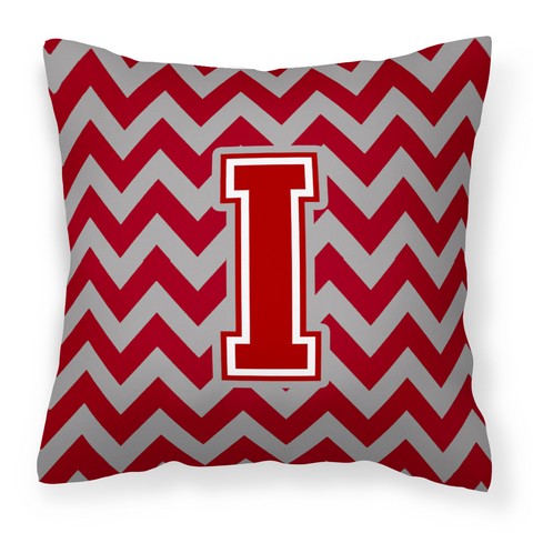 Letter I Chevron Maroon & White Fabric Decorative Pillow - Maroon & White - 14in. H x 3in. W x 14in. L