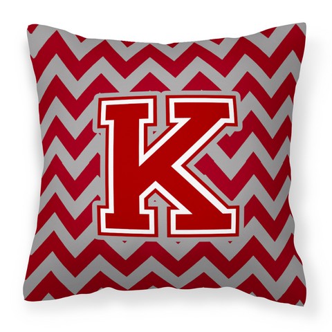 Letter K Chevron Maroon & White Fabric Decorative Pillow - Maroon & White - 14in. H x 3in. W x 14in. L