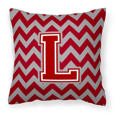 Letter L Chevron Maroon & White Fabric Decorative Pillow, 14 x 3 x 14 in.