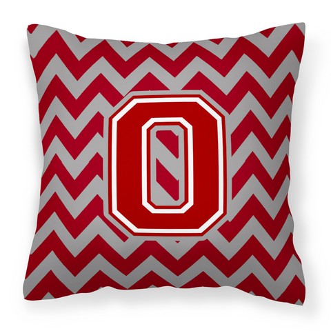 Picture of Carolines Treasures CJ1049-OPW1414 Letter O Chevron Maroon & White Fabric Decorative Pillow, 14 x 3 x 14 in.