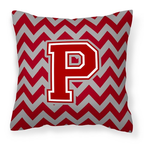 Letter P Chevron Maroon & White Fabric Decorative Pillow - Maroon & White - 14in. H x 3in. W x 14in. L