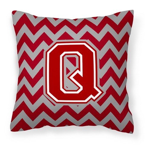Letter Q Chevron Maroon & White Fabric Decorative Pillow - Maroon & White - 14in. H x 3in. W x 14in. L