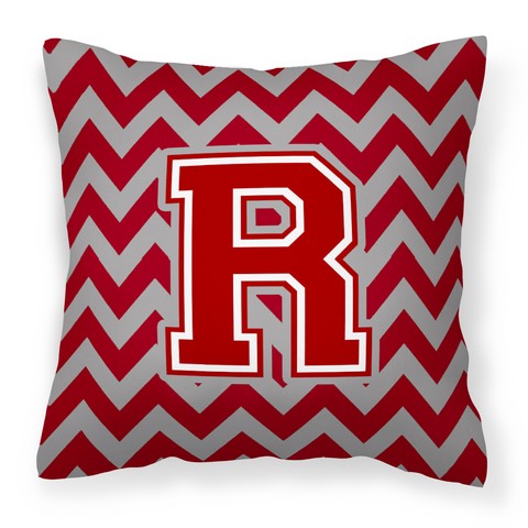 Letter R Chevron Maroon & White Fabric Decorative Pillow - Maroon & White - 14in. H x 3in. W x 14in. L