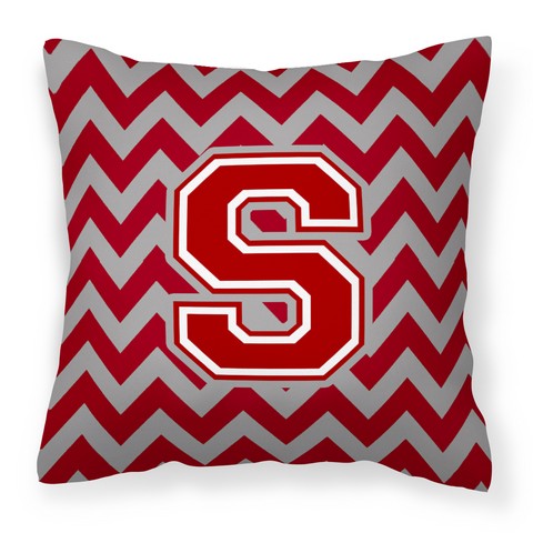 Letter S Chevron Maroon & White Fabric Decorative Pillow - Maroon & White - 14in. H x 3in. W x 14in. L