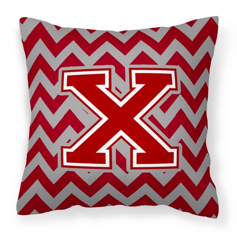 Letter X Chevron Maroon & White Fabric Decorative Pillow - Maroon & White - 14in. H x 3in. W x 14in. L