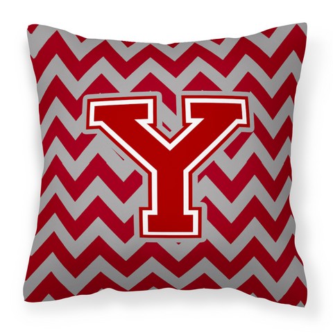 Letter Y Chevron Maroon & White Fabric Decorative Pillow - Maroon & White - 14in. H x 3in. W x 14in. L