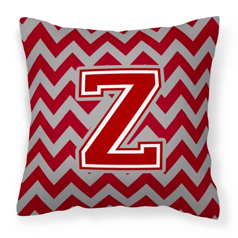 Letter Z Chevron Maroon & White Fabric Decorative Pillow - Maroon & White - 14in. H x 3in. W x 14in. L