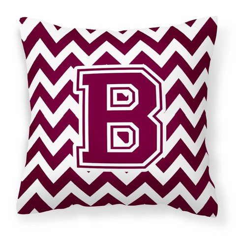 Letter B Chevron Maroon & White Fabric Decorative Pillow - Maroon & White - 14in. H x 3in. W x 14in. L