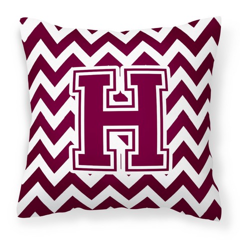 CJ1051-HPW1414 Letter H Chevron Maroon & White Fabric Decorative Pillow