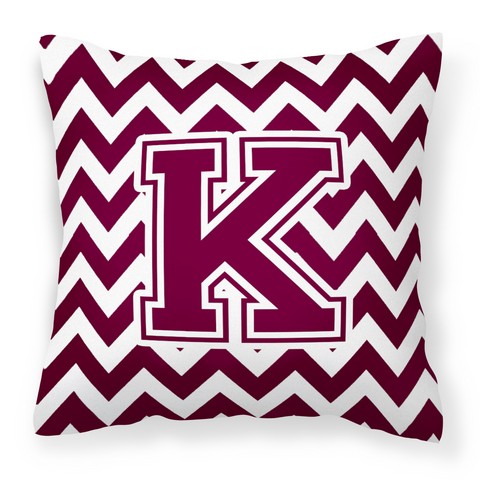 CJ1051-KPW1414 Letter K Chevron Maroon & White Fabric Decorative Pillow