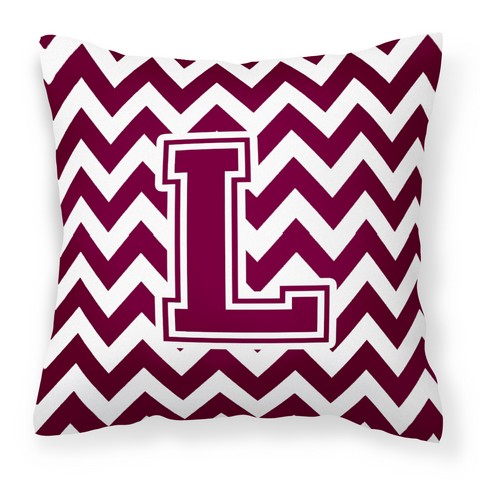 CJ1051-LPW1414 Letter L Chevron Maroon & White Fabric Decorative Pillow