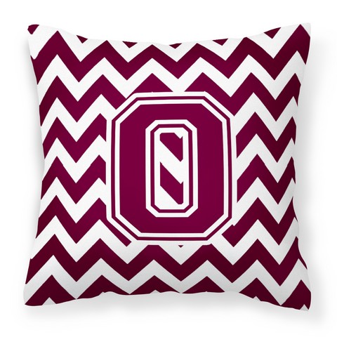 Picture of Carolines Treasures CJ1051-OPW1414 Letter O Chevron Maroon & White Fabric Decorative Pillow