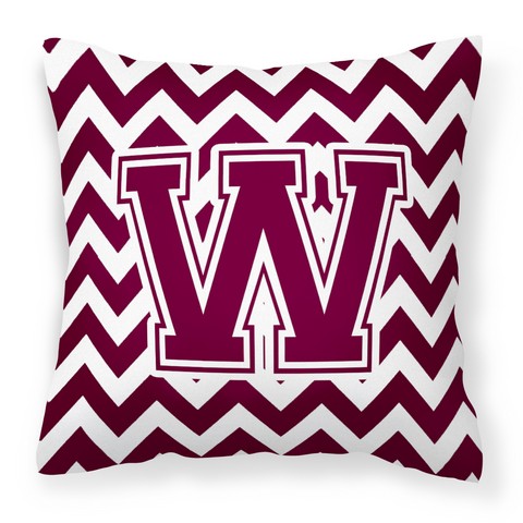 Picture of Carolines Treasures CJ1051-WPW1414 Letter W Chevron Maroon & White Fabric Decorative Pillow